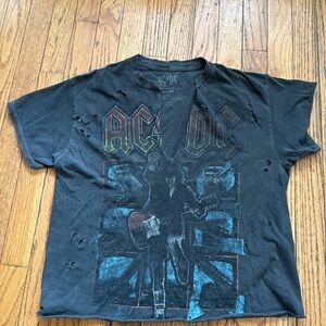 AC/DC Black Short Sleeve Tee with Graphic Design